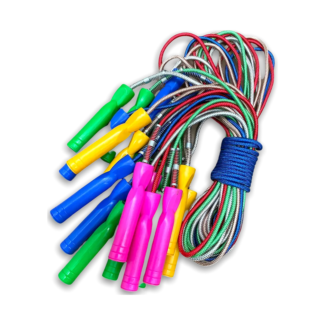 CUERDA DE SALTO NYLON MANGO PLÁSTICO RESORTE X UNIDAD